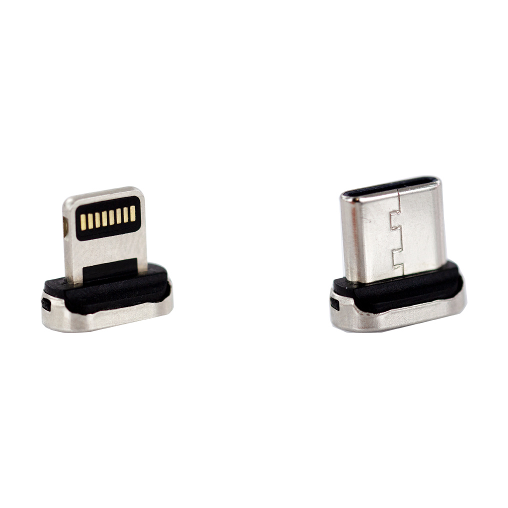 magnetic USB charge- & data cable 2in1 black usb C, Lightning