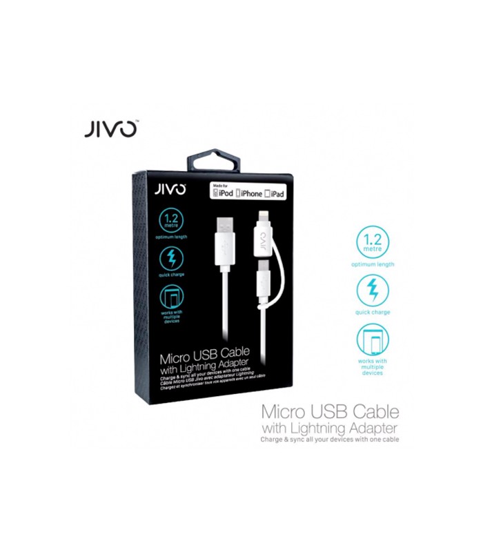 Jivo JI-1863 2in1 Micro/Lightning Ladekabel MfI