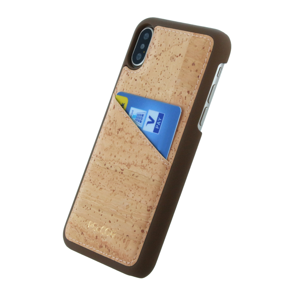 Pelcor Kork Hülle Cover iPhone X, Xs Braun