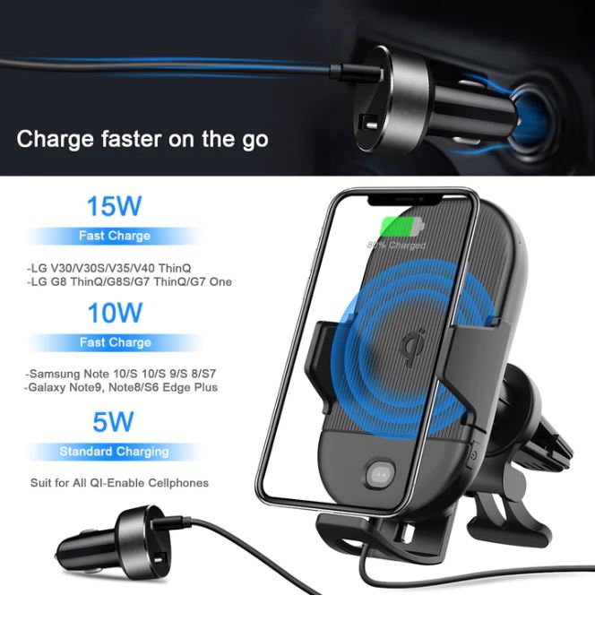 Letscom LIne B car holder with Wireless Ladepad