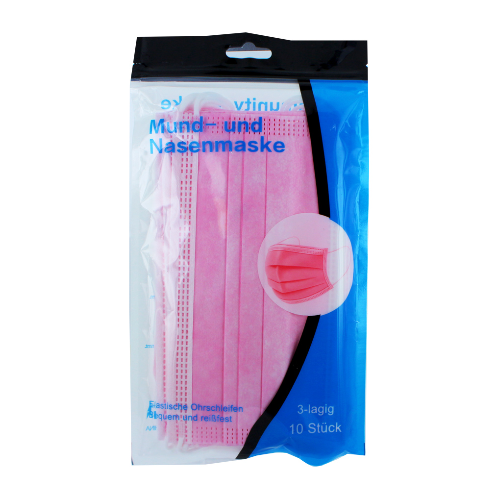 10 Stück Einweg Gesichtsmaske Pink
