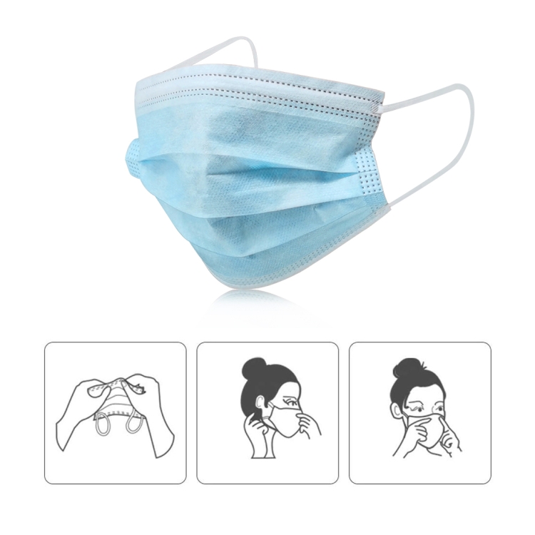 10 Stück Einweg Gesichtsmaske Blau