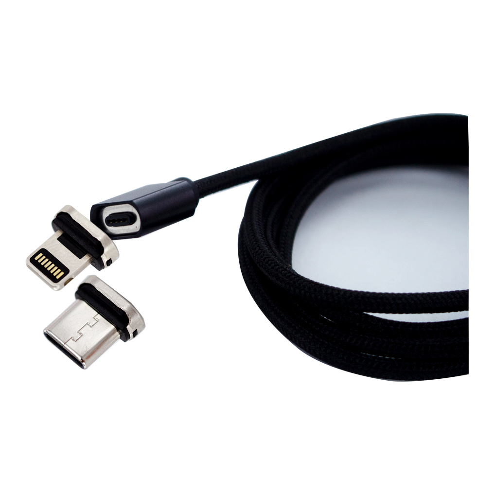 magnetic USB charge- & data cable 2in1 black usb C, Lightning magnetic USB charge- & data cable 2in1 black usb C, Lightning
